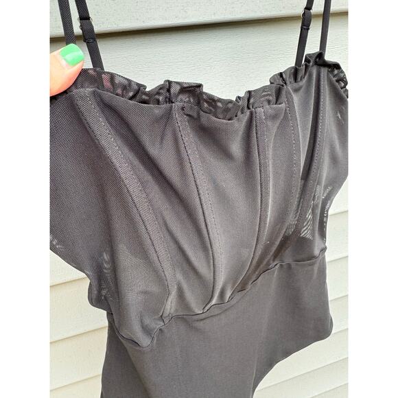Princess Polly size 6 Cartia Black Structured Partially Sheer Bodysuit - Picture 5 of 14